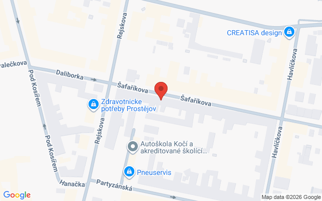 Mapa pobočky Prostějov